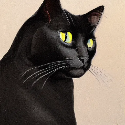 Prompt: portrait of a black cat created by Dean MacAdam