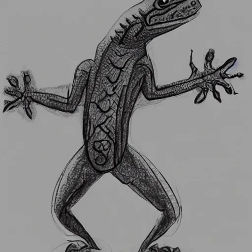 Image similar to sketch of a lizard wizard