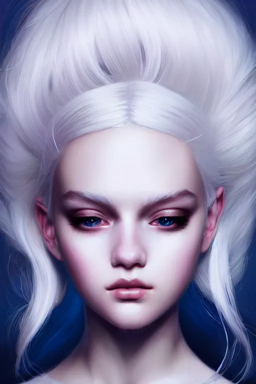 Image similar to teen girl, white hair, gorgeous, amazing, elegant, intricate, highly detailed, digital painting, artstation, concept art, sharp focus, illustration, art by Ross tran and kuvshinov, photography portrait by Paolo Roversi