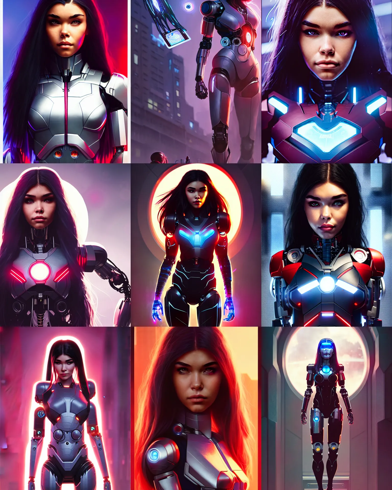 Prompt: madison beer : : college woman : : as cyborg woman by marvel trading card : : by greg rutkowski, rossdraws, unreal engine, sweaty 4 k, hdr, : :
