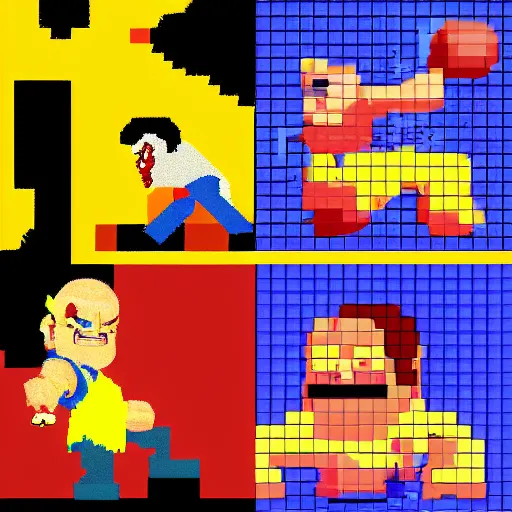 Image similar to pixel art of danny devito in street fighter