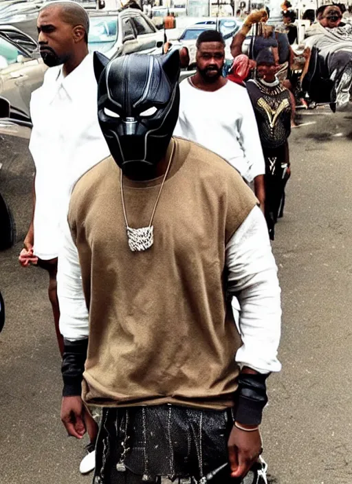 Image similar to Kanye West as the Black Panther