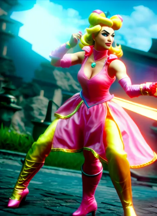 Image similar to princess peach in mortal kombat 1 1, ps 5 screen capture, 4 k