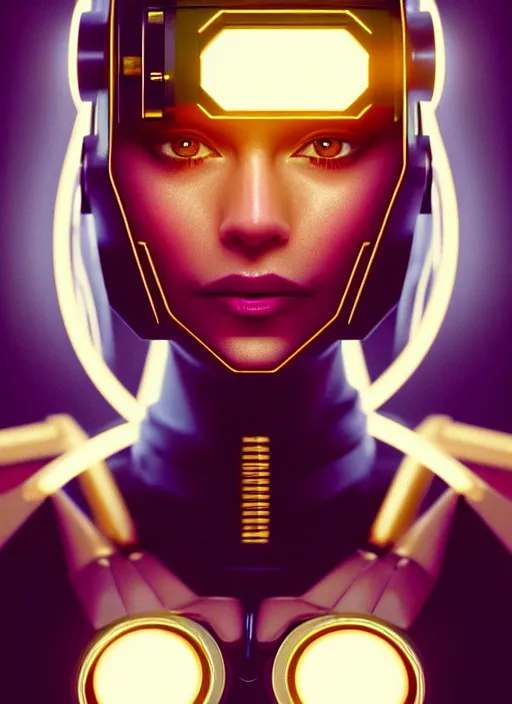 Image similar to Kodak Portra 400, 8K, soft light, volumetric lighting, highly detailed, britt marling style 3/4 ,portrait photo of a beautiful cyborg woman with gold , cyberpunk,sci-fi, fantasy, intricate, elegant, highly detailed, digital painting, artstation, concept art, smooth, sharp focus, illustration, art by artgerm and greg rutkowski and alphonse mucha