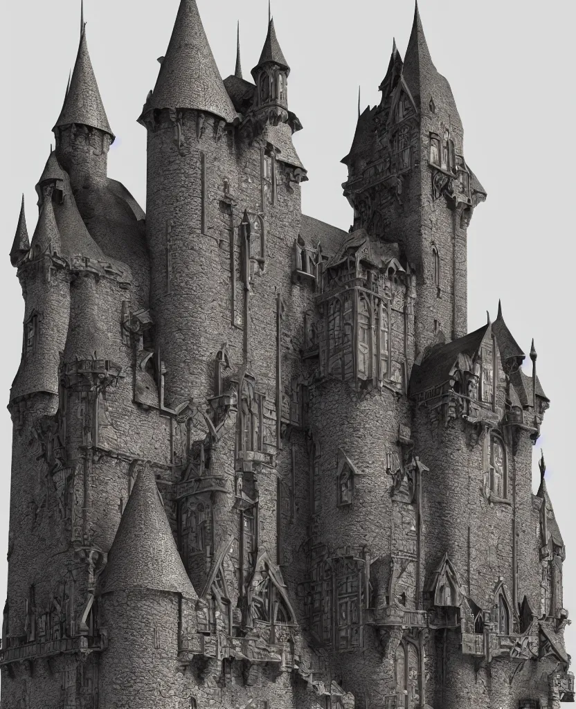 Prompt: gothic castle, realistic, 8 k, detailed, v - ray, octane render