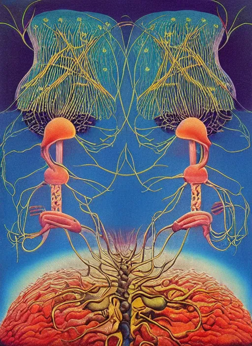 Image similar to 8 0 s new age album cover depicting a mushroom cloud in the shape of g steph curry, very peaceful mood, cardiovascular system, nervous system, oil on canvas by ernst haeckel, by frida kahlo