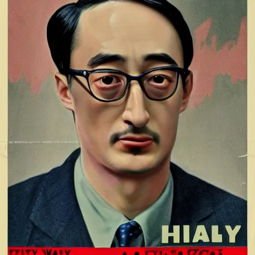 Image similar to A 1950s Colorized Style Poster of Filthy Frank, grainy, realistic, hyperrealistic, very realistic, very very realistic, highly detailed, very detailed, extremely detailed, detailed, digital art, trending on artstation, detailed face, very detailed face, very detailed face, realism, HD Quality, 8k resolution, intricate details, body and head in frame, drawing, inked drawing, poster drawing, neat drawing, 1950s, 50s, in the style of Frank Hampson, in the style of Frank Bellamy, in the style of Dave Gibbons, in the style of Don Lawrence, in the style of Wally Wood, Colorized, 1950s Poster