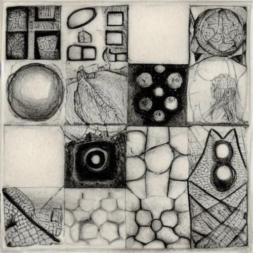 Prompt: intaglio unintelligible mixture 5 x 5 grid