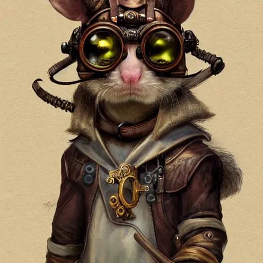 Prompt: a rat with steampunk googles, by D&D Concept Artists