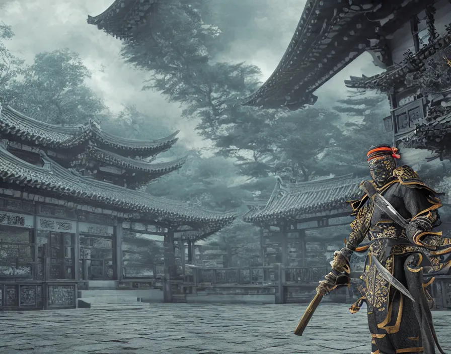 Image similar to shadow ninja in old asian temple, beautiful texture, beautiful graphics, fantasy artwork, very beautiful scenery, hd, hdr, ue 5, ue 6, unreal engine 5, cinematic 4 k wallpaper, 8 k, ultra detailed, by popular digital, details, beautiful image ever created, high resolution, artstation, award winning