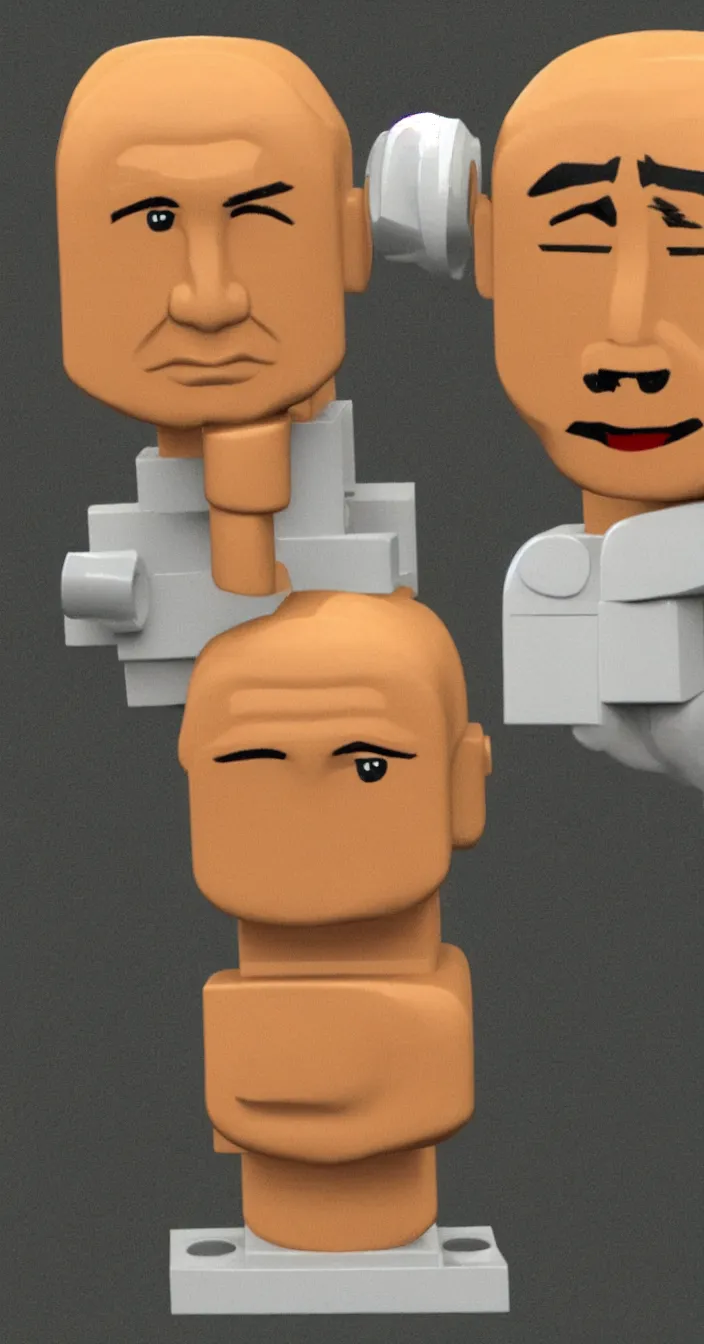 Image similar to realistic lego figure with face of vladimir putin