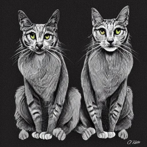Two Cats Scratch Art