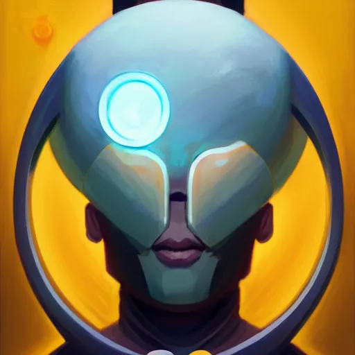 Prompt: symmetrical portrait of zenyatta by pete mohrbacher and guweiz and josan gonzalez, graphic novel, artstation, deviantart, pinterest, 4 k uhd image