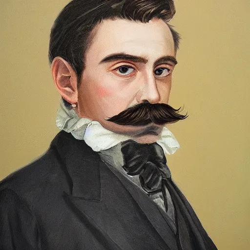 Image similar to detailed portrait painting of gentleman with a glorious moustache