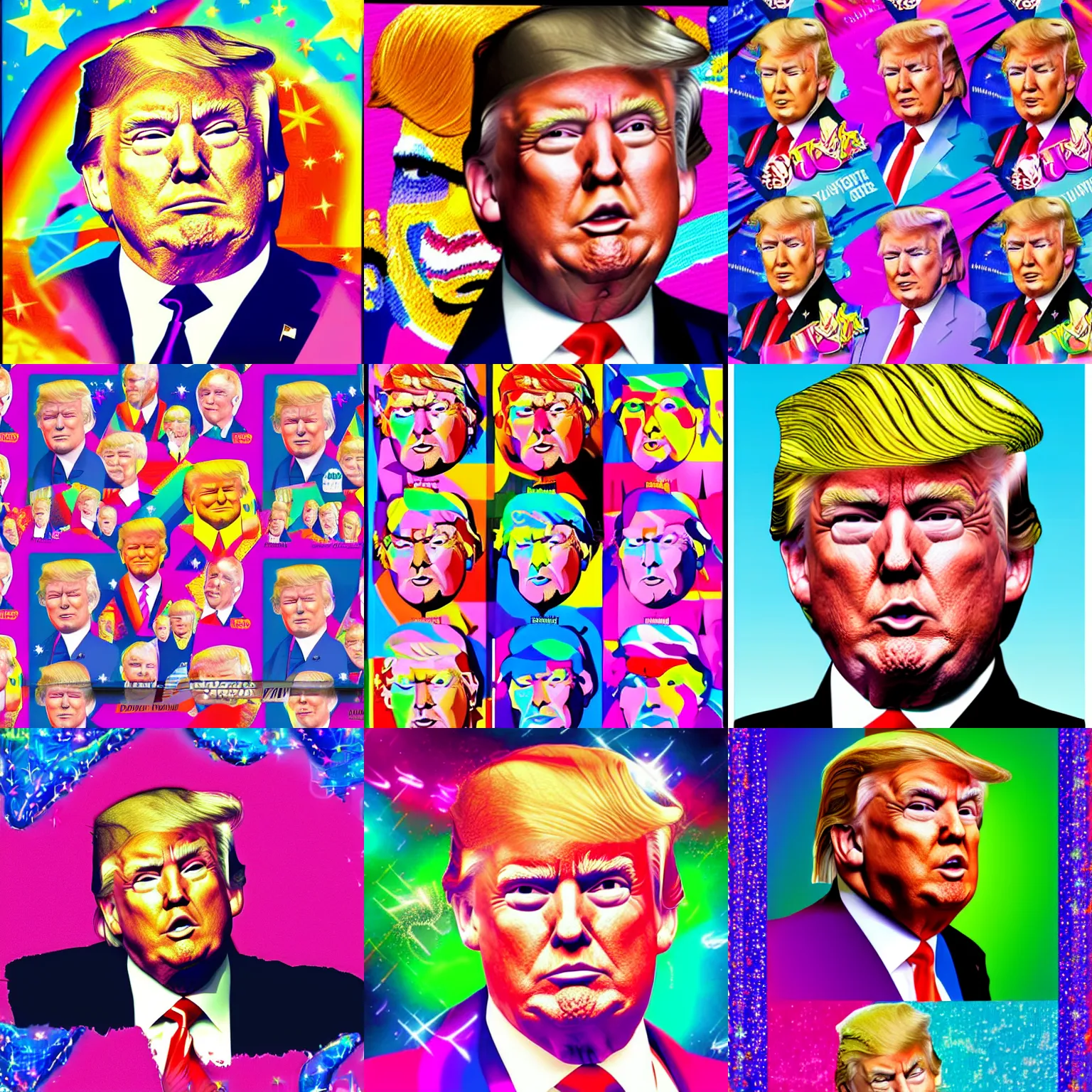Prompt: donald trump in the style of lisa frank, high resolution, ultradetailed