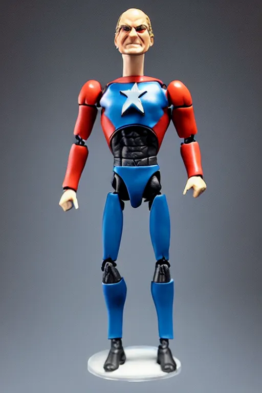 Image similar to product photo of kenner action figure, 5 points of articulation, sci fi, superhero, perfect human proportions, t - pose, studio lighting