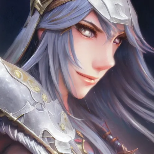 Prompt: Closeup of Lucina from Fire Emblem, D&D, fantasy, intricate, elegant, highly detailed, digital painting, artstation, concept art, matte, sharp focus, illustration, hearthstone, art by Artgerm and Greg Rutkowski and Alphonse Mucha