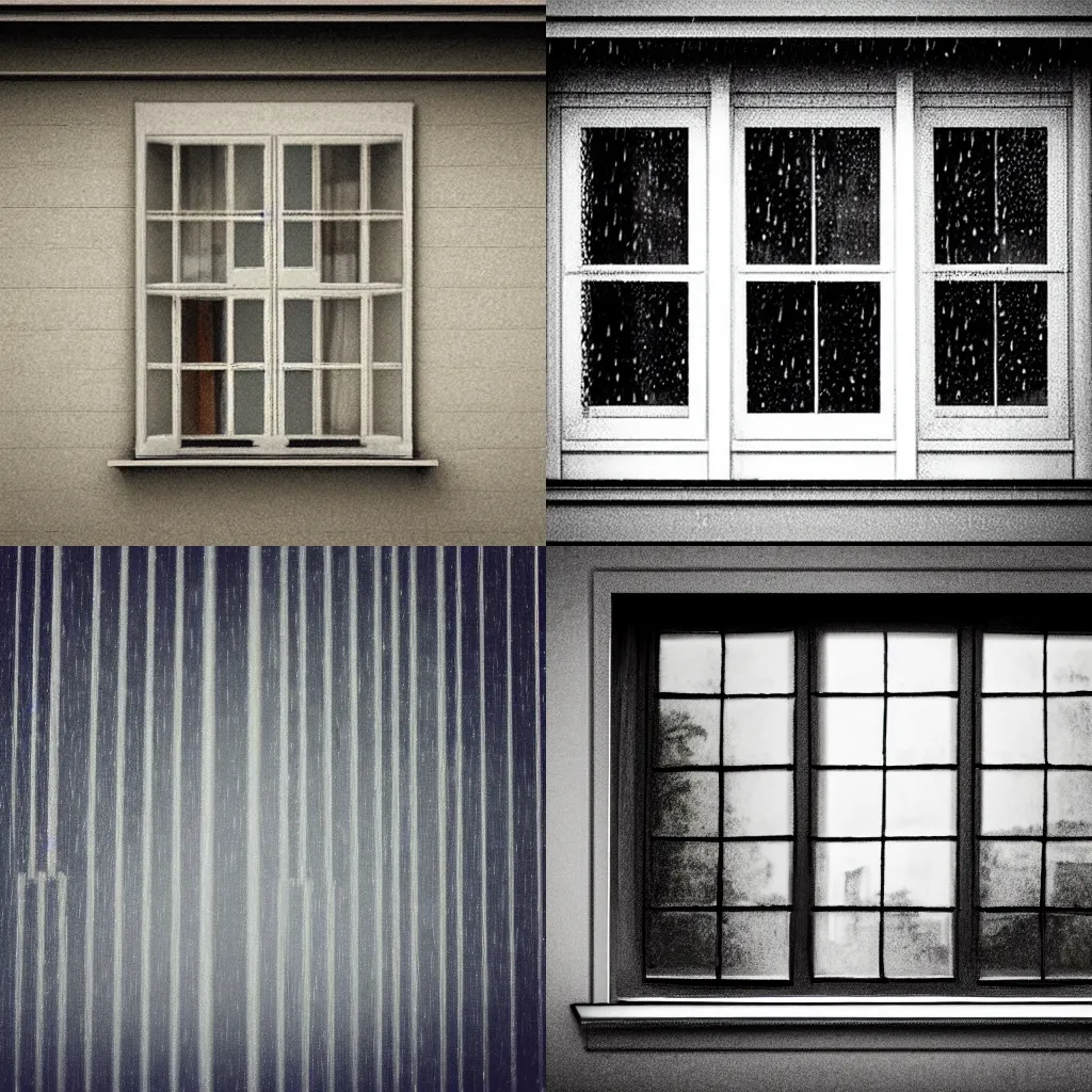 Prompt: A Picture Of A Window On A Rainy Day, Photorealistic, Sad
