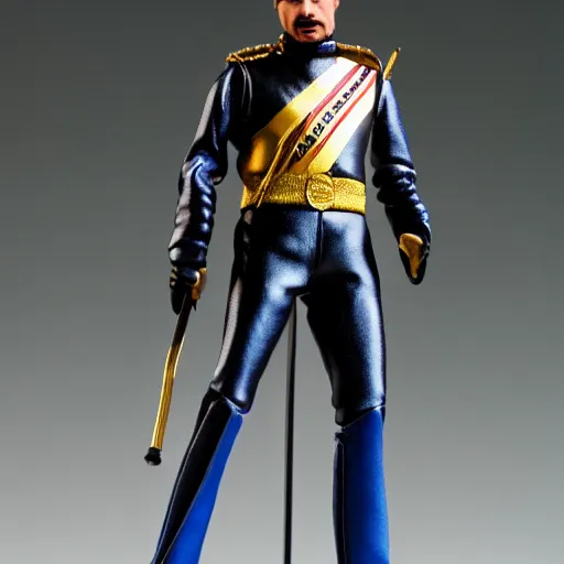 Image similar to freddie mercury action figure, well lit, studio light, painted action figure