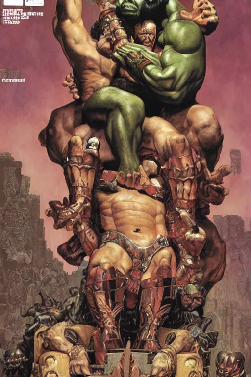 Prompt: hulking brute mayan demon on throne, by alex ross and jack kirby and sergey kolesov and jason fabok and lawrence alma tadema and norman rockwell and greg staples and rick berry and jeremy man