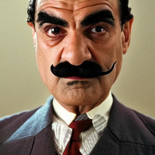 Image similar to david suchet as hercule poirot