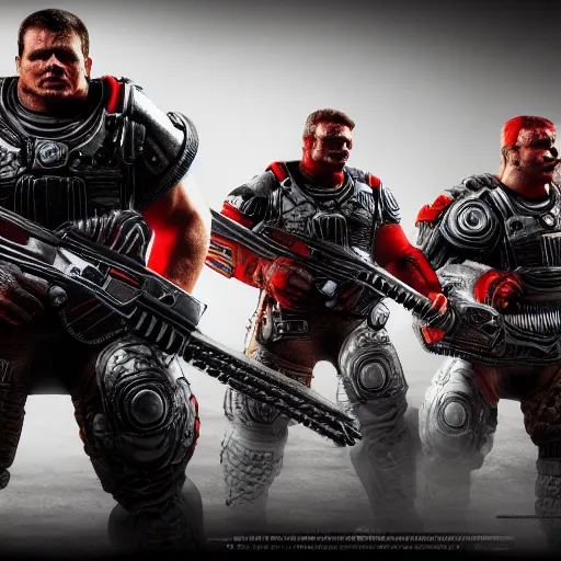 Image similar to burger king kurger bing mascot in gears of war, cinematic shot, hyperdetailed