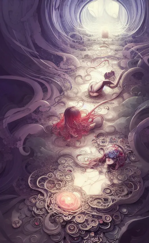 Image similar to a whirlwind of souls rushing inside the metaversegorgeous, intricate, in the style of jin kagetsu, james jean and wlop, valentin serov style, highly detailed, sharp focus, intricate concept art, digital painting, ambient lighting, 4 k, hdt, artstation trending on gsociety, trending on artstationhq, hyper quality