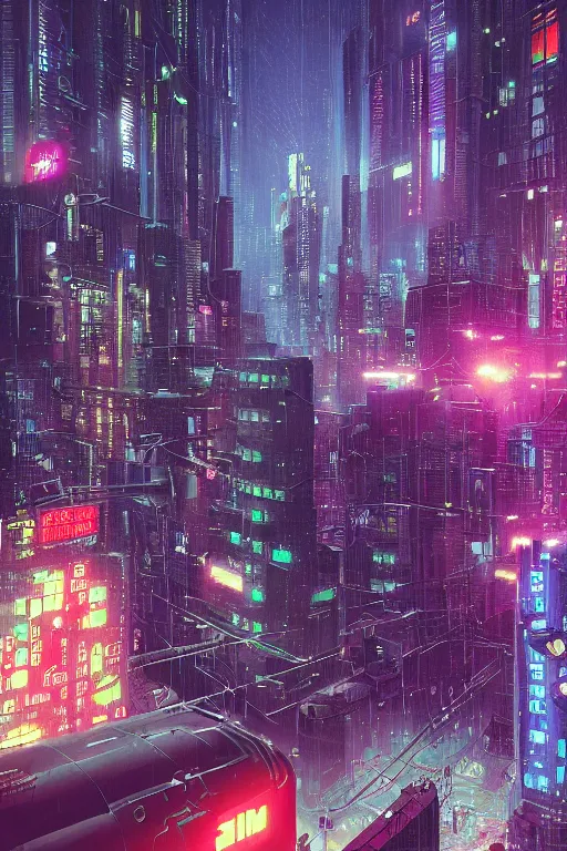 Prompt: a cyberpunk City with billboards, Hologramm and signs in a rainy night, Skyline view from a rooftop, rooftop romantic, flying scifi vehicle, the fifth Element, tekkon kinkreet, akira, rendered by simon stålenhag, rendered by Beeple, Makoto Shinkai, syd meade, environment concept, digital art, starwars, raphael lacoste, eddie mendoza, alex ross, concept art, cinematic lighting, , unreal engine, 3 point perspective, WLOP, trending on artstation, low level, 4K UHD image, octane render,