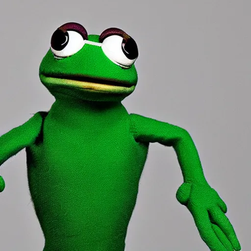 Prompt: pepe the frog as a muppet,