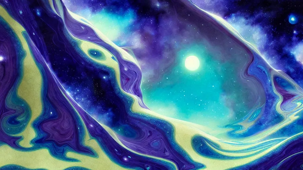 Image similar to planet, by charlie bowater, paper - marbling, diffraction grading, beautiful landscape, highly detailed