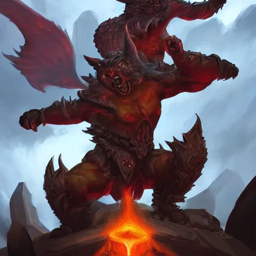 Image similar to hell cerberus, hell background, epic fantasy style, in the style of Greg Rutkowski, hearthstone artwork