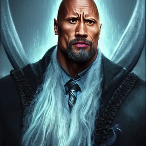 Prompt: Dwayne Johnson as Albus Dumbledore, western, D&D, fantasy, intricate, elegant, highly detailed, digital painting, artstation, concept art, matte, sharp focus, illustration, art by Artgerm and Greg Rutkowski and Alphonse Mucha