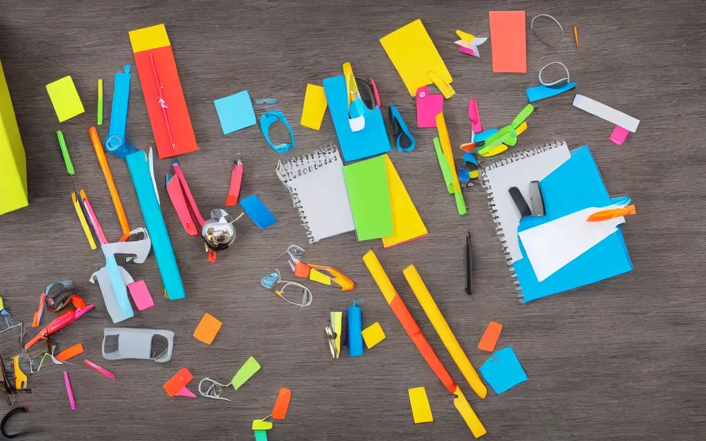 Prompt: A photo Monkey Juggling office supplies