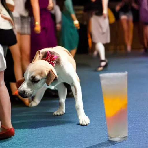 a dog sneaking up on someone at a disco Stable Diffusion OpenArt