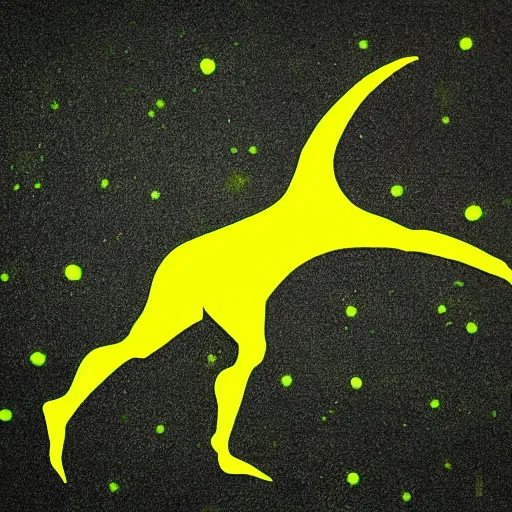 Prompt: a big muscular yellow monster with green dots and only one leg, photography, practical effect