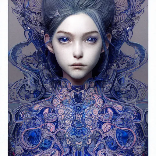 Image similar to the portrait of a blueberry that resembles an absurdly beautiful, graceful, elegant, sophisticated girl, an ultrafine hyperdetailed illustration by kim jung gi, irakli nadar, intricate linework, bright colors, octopath traveler, final fantasy, unreal engine 5 highly rendered, global illumination, radiant light, detailed and intricate environment