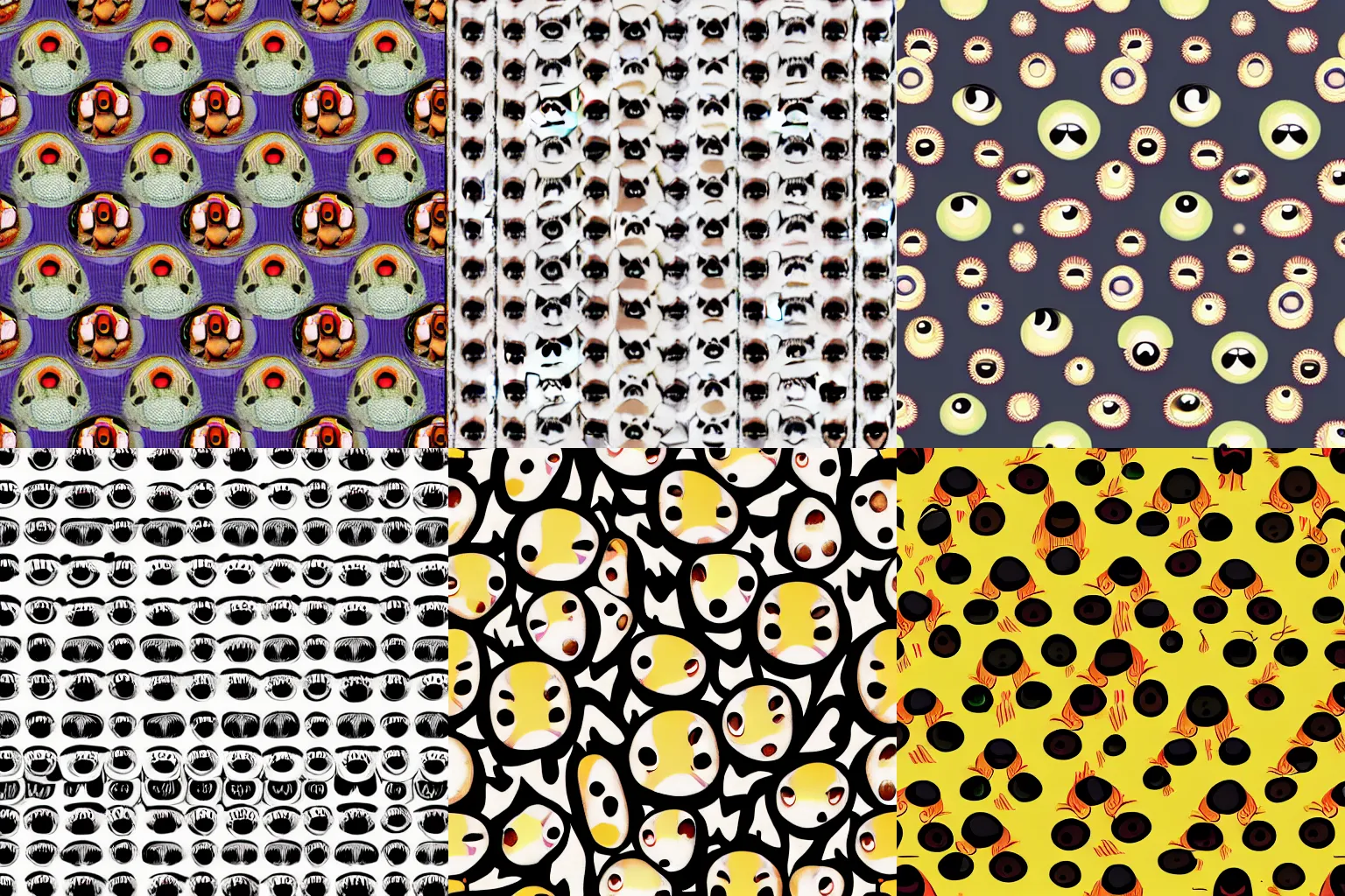 Prompt: Pattern Texture made entirely out of Eyes, horror, small color palette