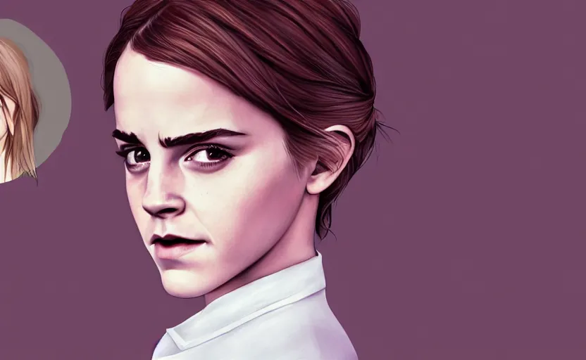 Image similar to unhappy emma watson starring in family guy serie, artstation hq, stylized, symmetry, modeled lighting, expressive, studio photo refined, highly detailed, hyper realistic, family guy artstyle