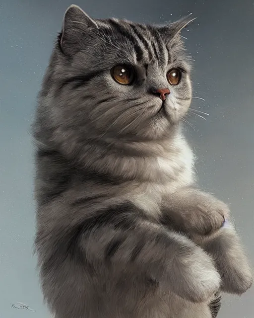 Image similar to scottish fold cat wearing a steelplated metal armour, portrait, illustration, rim light, top light, perfectly shaded, soft painting, art by ross tran, krenz cushart and wenjun lin