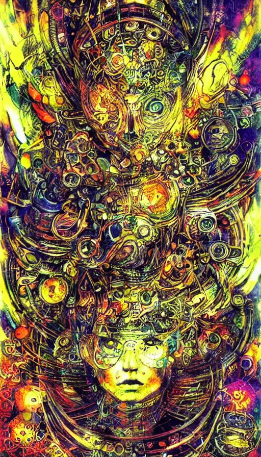 Image similar to Psytrance Artwork, by Yoshitaka Amano,