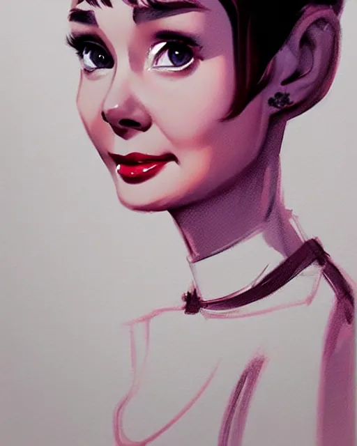 Image similar to full body character concept art of audrey hepburn | | distinct - fine, key visual, realistic shaded perfect face, fine details by stanley artgerm lau, wlop, rossdraws, james jean, andrei riabovitchev, marc simonetti, sakimichan, and jakub rebelka, trending on artstation