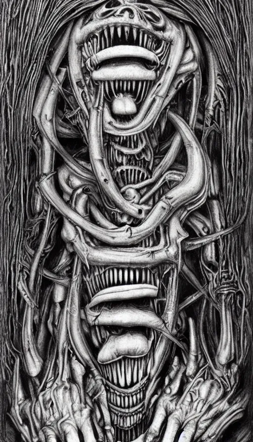 Image similar to rage, by hr giger