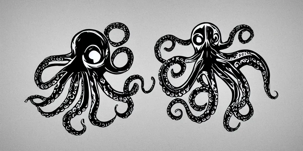 Image similar to intricate black and white logo of an octopus.