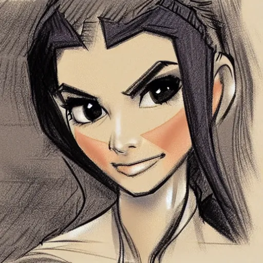 Image similar to milt kahl sketch of victoria justice as princess padme from star wars episode 3