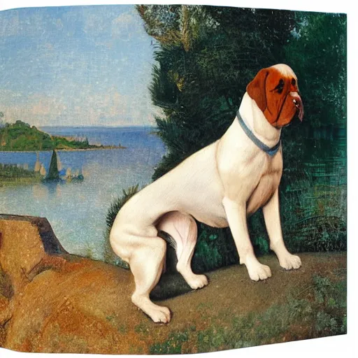 Image similar to summer hyperrealistic photorealistic land crystal boxer dog zinc burgundy baluster, by sandro botticelli and odilon redon and greg rutkowski, 8 k, storybook illustration, impressionism