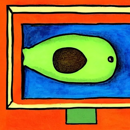 Image similar to 1975 boring abyssal heaven angle fish drawer trunk avocado , by Mark Rothko and Michelangelo and Georgia O'Keefee , Art on Instagram , child's drawing , tarot card