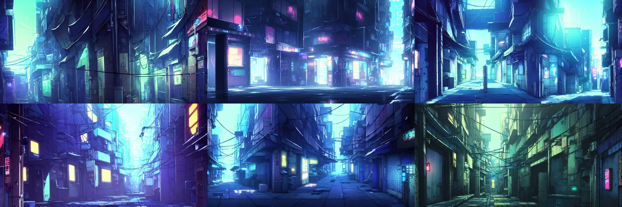 Prompt: anime background art close up of a city alleyway police tape investigation in the atmospheric cyberpunk anime film, at night with lights, by makoto shinkai, in the anime series ergo proxy, hazy and dreary