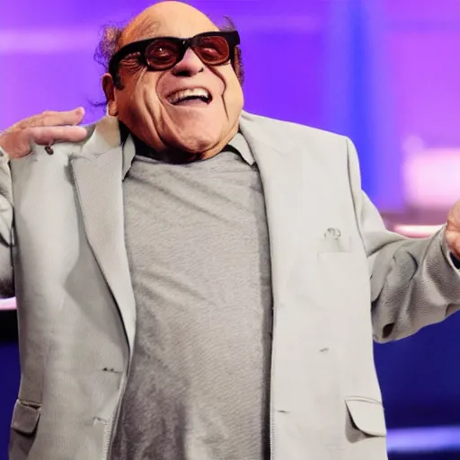 Prompt: Danny devito's new hip hop album, album cover, gangster