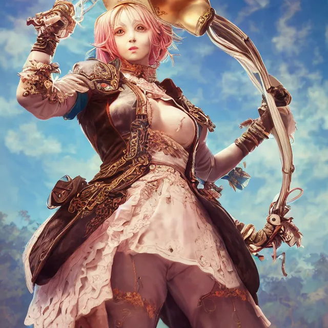 Image similar to the portrait of neutral good colorful female cleric bard as absurdly beautiful, gorgeous, elegant, young gravure idol, an ultrafine hyperdetailed illustration by kim jung gi, irakli nadar, intricate linework, sharp focus, bright colors, octopath traveler, final fantasy, unreal engine 5 highly rendered, global illumination, radiant light, detailed and intricate environment