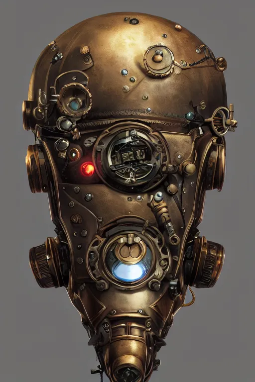 Image similar to steampunk helmet fantasy art mask robot ninja stylized digital illustration sharp focus, elegant intricate digital painting artstation concept art global illumination ray tracing advanced technology chaykin howard and campionpascale and cooke darwyn and davis jack